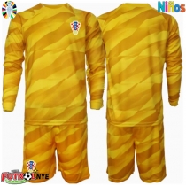 Camiseta Croacia Portero Primera Equipación para niños Eurocopa 2024 manga larga (+ pantalones cortos)